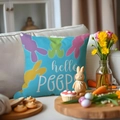 Easter rabbit linen pillow cover with hello PEEPS print on a cozy sofa - 45*45cm Linen Single Sided Without Core / Light Blue Bunny Peeps (DYM221-1(2))