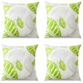 Set van 4 vierkante kussenhoezen met groene en grijze planten- en bladpatronen - 40x40cm / Grijsgroen (CDR215-4)
