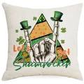 Linen Saint Patrick's Day pillowcase with Let's get Shamrocked print and clover design - Lucky Text & Gesture (DYM96-4) / 45*45cm Linen Single-Sided No Insert