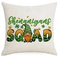 Housse de coussin St. Patrick avec gnome et imprimé SQUAD léopard vert - 45*45cm Lin Recto Seul Sans Garnissage / Gnome Shenanigans SQUAD (DYM95-5)