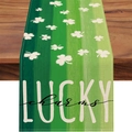 Premium St. Patrick's Day table runner with green lucky clover and LUCKY charms print - Lucky Characters Print (ZQT11-9) / 33*183cm