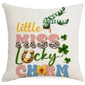 Funda de cojín de San Patricio con estampado Lucky Charm y motivos de trébol verde - 45x45cm / Dama de la Suerte Arcoíris (DYM98-4)