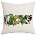 Housse de coussin Saint-Patrick avec motif de gnome et texte Lucky doré - 45*45cm Lin Recto Seul Sans Garnissage / Gnome LUCKY (DYM95-6)