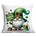 St. Patrick's Day kussensloop met kabouter en klavertjes op een witte basis - Kabouter met Bord en Bier (CDR93-1) / 45x45cm Eén Kant (Zonder Kussen)