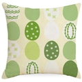Funda de cojín cuadrada de Pascua con huevos verdes estampados en tela de lino beige - 45*45cm Lino Una Cara Sin Núcleo / Patrones de Huevos de Pascua (DYM228-2)