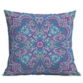 Ethnic mandala cushion cover in sky blue and pink geometric bohemian art print - Mandala Style 2 (CDR50-2) / 45x45cm
