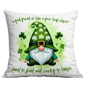 Housse de coussin St. Patrick avec gnome chanceux et trèfles verts sur fond blanc - Nain de la Chance Aquarelle (CDR93-7) / 45x45cm Simple Face (Sans Garnissage)