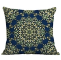 Ethnic blue mandala throw pillow cover with golden geometric patterns for home decor - Mandala Style 6 (CDR50-6) / 45x45cm