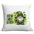 Housse de coussin Saint-Patrick avec gnome et texte Kiss Me I Might Be Irish blanc - Embrasse-moi Je Pourrais Être Irlandais (CDR93-13) / 45x45cm Simple Face (Sans Garnissage)