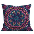 Ethnic Mandala cushion cover with colorful geometric pattern on navy blue fabric - Mandala Style 14 (CDR50-14) / 45x45cm