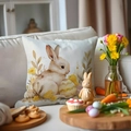 Vintage-Kissenbezug aus Leinen mit Osterhasen- und Küken-Aquarellmotiv für das Sofa - 45*45cm Leinen Einseitig Ohne Kern / Hase und Küken (DYM221-3-5)