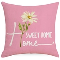 Vierkante kussensloop van katoen en linnen met madeliefjesprint en de tekst Sweet Home - Roze Madeliefjespatroon (DYM230-6-1) / 45*45cm Linnen Enkelzijdig Zonder Kern