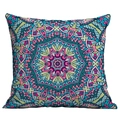 Mandala geometric pattern square cushion cover with turquoise and magenta boho art - Mandala Style 17 (CDR50-17) / 45x45cm