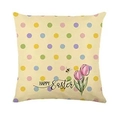 Linen Easter pillow cover featuring colorful polka dots and happy easter floral design - Happy Easter Typography Style (DYM234-2) / 45*45cm Without Core