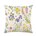 Linen pillowcase with spring flowers and butterflies on a clean white background - Pastoral Floral White Bunny Style (DYM234-4) / 45*45cm Without Core