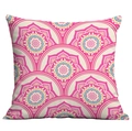 Ethnic mandala square pillow cover with pink and teal geometric art pattern - Mandala Style 19 (CDR50-19) / 45x45cm