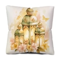 Floral moon lantern pillow cover with watercolor flower and butterfly art print - 45*45cm (Insert Not Included) / Warm Gold Three Lanterns Style (DYM241-9)