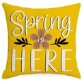 Spring is HERE yellow square linen pillow cover with floral print for home sofa decoration - Spring is Here Theme (DYM230-8-3) / 45*45cm Linen Single-Sided No Insert