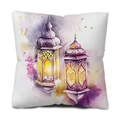 Ramadan moon lantern floral pillowcase decorative square cushion cover for sofa - 45*45cm (Insert Not Included) / Hand-painted Double Lanterns Style (DYM241-6)