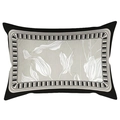 Rectangular velvet cushion with black white leaf patterns and stripe borders - 30*50cm Without Core / White Leaves Pattern (CDR120-1)