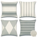 Juego de cuatro fundas de cojín de lino impermeables en gris y beige con patrones - 40*40cm (Sin Inserto) / Gris (DYM121-Gris)