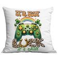 Fodera per cuscino San Patrizio con controller da gioco verde e trifoglio fortuna - Gamepad Ferro di Cavallo (CDR95-3)