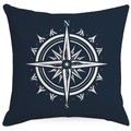 Marineblauer Leinen-Kissenbezug mit weißem Kompassmuster für Sofa und Heimdekoration - 45x45 cm / Kompass-Muster (DYM227-1)