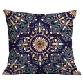 Ethnic bohemian mandala pillowcase with teal and yellow geometric art pattern - Mandala Style 29 (CDR50-29) / 45x45cm