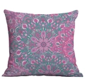 Bohemian mandala cushion cover with pink and turquoise geometric kaleidoscope print - Mandala Style 30 (CDR50-30) / 45x45cm