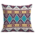 Fodera per cuscino bohémien quadrata con motivi tribali geometrici colorati blu e rossi - 45*45cm Peluche Corto Monofacciale Senza Interno / Cdr49-1