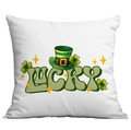 Fodera per cuscino San Patrizio con trifoglio Lucky e cappello verde su tela - Cilindro a Righe Fortuna (CDR95-9)