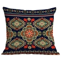 Federa per cuscino bohémien blu navy con mandala e motivi geometrici etnici - Mandala Blu Notte (CDR49-2)