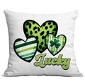 Federa bianca per San Patrizio con cuori di trifoglio verde e scritta Lucky - Cuori Multi-texture (CDR95-12)
