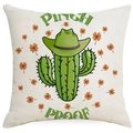 St. Patrick's Day Kaktus-Kissenbezug mit Cowboyhut und Pinch Proof Aufdruck - Kaktus und Cowboyhut Stil (DYM97-1) / 45*45cm Leinen Einseitig Ohne Füllung