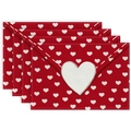Set of four red envelope-style placemats with white heart patterns for Valentines decor - 30x45cm / Red Envelope Hearts (CDT09-5)