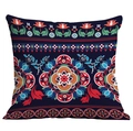 Federa quadrata blu navy stile Bohemian con mandala e motivi floreali geometrici - Bohémien Blu (CDR49-4)