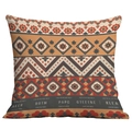 Housse de coussin carrée style bohème avec motifs géométriques ethniques et tons orange - 45*45cm Peluche Courte Simple Face Sans Coeur / Cdr49-5
