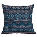 Housse de coussin carrée style bohème bleu foncé avec motifs géométriques corail - Géométrique Bleu Rose (CDR49-6)