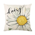 Housse de coussin carrée en lin beige avec motif marguerite blanche et texte daisy - Motif Marguerite (DYM237-1) / 45x45cm