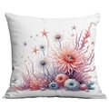 Housse de coussin carrée blanche avec imprimé coloré d'anémones et coraux - Corail et Anémone de Mer (CDR112-1) / 45*45cm (Sans Insert)