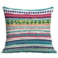 Housse de coussin carrée style bohème avec rayures géométriques et motifs ethniques - 45*45cm Peluche Courte Simple Face Sans Coeur / Cdr49-12