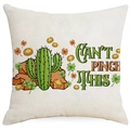 St. Patrick's Day cushion cover with cactus and clover motifs featuring Can't Pinch This text - Cactus And Can't Pinch This Style (DYM97-10) / 45*45cm Linen Single-Sided No Insert