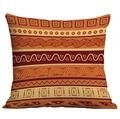 Housse de coussin carrée style bohème avec motifs tribaux géométriques orange vif - Grecque Orange Marron (CDR49-13)