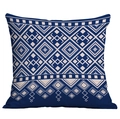 Housse de coussin carrée style bohème avec motifs géométriques bleu et blanc - Bandes Géométriques Bleu Blanc (CDR49-15)