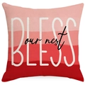 Nordischer Kissenbezug mit rotem Farbverlauf und Bless our nest Aufdruck für Sofa - 45*45cm Einseitig Ohne Kern / Gestreifter Verlauf BLESS Text Stil