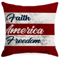 Fodera per cuscino bandiera americana con testo Faith America Freedom e trama in lino - 45x45cm Lato Singolo (Senza Interno) / Tema Fede e Libertà (DYM248-4)