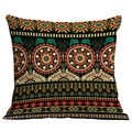 Housse de coussin ethnique noire bohème avec motifs mandala et fleurs colorés - Bohème Floral Noir (CDR49-16)