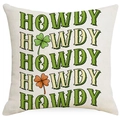 Howdy St. Patrick's Day cushion cover with green Western style typography and clovers - Vintage Howdy Text Style (DYM97-18) / 45*45cm Linen Single-Sided No Insert