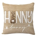 Linen Easter cushion cover with Honey Bunny bunny print and decorative dots - 45*45cm Linen Single-Sided No Insert / Honey Bunny Carrot Style (DYM235-2)