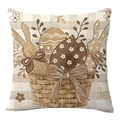 Easter rabbit and egg pillow cover in beige linen texture with plaid background decor - 45*45cm Linen Single-Sided No Insert / Easter Basket Egg Style (DYM235-3)
